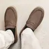 X618 Nuevos Mocasines de Negocios de Cuero Genuino, Mocasines Slip-On de Gamuza para Conducir Relajado, Zapatos Casuales Versátiles para Hombre