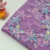 Tela Bordada de Mariposa y Flor con Malla de Lentejuelas, Tela para Bordado de Traje Xiuhe Estilo Chino Tradicional
