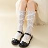 Meias infantis finas de renda de cor pura de verão, meia-calça, malha respirável, preta e branca, cortadas, retas, sem salto, meias princesa