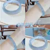 Venda Direta do Fabricante: Pulseira de Calcedônia Água-Marinha para Meninas Jovens, Estilo Barra Redonda, Barra de Beleza Tipo Gelo, Alta Qualidade de Gelo