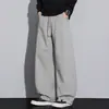 Calça casual masculina, nova coleção outono/inverno 2026, estilo americano, com caimento fluido, cordão, design reto retrô e um tecido de malha moderno e estiloso