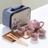 Juego de Té de Cerámica Dehua Ge Kiln Caja de Regalo Pequeña Juego de Té Kung Fu Cerámico Venta al por Mayor Personalizado Regalo para Evento de Inauguración Juego Pequeño