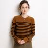 Otoño e Invierno Nueva Ropa de Punto Rayada para Mujer Cuello Redondo Simple Casual Manga Larga Ropa de Punto de Cachemira Ropa de Punto Base Estilo Versátil