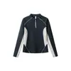 Camiseta Base IZEXX para Mujer de Manga Larga de Secado Rápido para Exteriores, Senderismo y Trekking, Antibacteriana, con Bloque de Color y Media Cremallera para Otoño