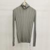 Suéter Feminino de Lã Pura Fina 16 Gauge Gola Alta Slim-Fit Lã Merino Camada Base Gola Meio Alta