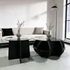 Mesa de centro pequeña con vidrio templado para sala de estar, adecuada para apartamentos pequeños, mesa auxiliar de sofá, arte de hierro estilo Bauhaus, mesa de centro redonda de calidad de exportación
