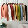 Cardigan Curto de Tricô Estilo Coreano Outono e Inverno Nova Jaqueta Suave e Grossa com Listras Verticais Casaco de Botão Único para Mulheres
