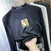 Camiseta básica de terciopelo de doble cara para niños de invierno, nueva de otoño e invierno, para niños medianos y grandes, de cuello alto, cálida, camiseta, moda infantil