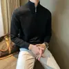 Suéter de punto con media cremallera para hombre, otoño e invierno, nueva tendencia de moda, top casual de manga larga de alta gama, versátil