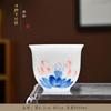 Taza Maestra Pintada a Mano Tipo Hielo Cerámica Kung Fu Juego de Té Taza de Té Taza de Té Color Bajo Esmalte Porcelana Azul y Blanca Taza Individual Personal
