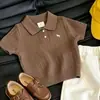 Conjunto de Camisa Polo Melard Estilo Coreano para Meninos Verão 2026 Novo Retrô Tricô Infantil Manga Curta Calça Reta Tendência