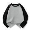 Camiseta de manga larga raglán para niños de marca de moda al por mayor algodón para niños top de colores combinados nueva camisa básica de color liso para niñas Zhongda