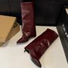 Hebilla de Cinturón Botas Altas para Pantalón para Mujer, Nuevo Estilo Otoño e Invierno 2025, Botas Altas hasta la Rodilla con Tacón Alto de Aguja y Punta Fina para Mujer