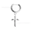 Brincos Retos de Liga de Titânio F136 em Formato D com Pingente de Cabeça de Cobra Gota d'Água de Liga de Titânio Brincos de Personalidade Piercings de Orelha