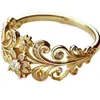 Anillo vintage HuaJie de venta caliente transfronteriza en Temu, estilo retro con diseño floral hueco tallado e incrustaciones de circonita para mujer