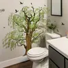 Fun-L135 Acuarela Árboles de Sauce de Primavera y Pájaros Restaurante Dormitorio Decoración de Pared de Fondo Pegatinas Venta al por Mayor Autoadhesivas