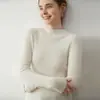 Suéter de Cachemira a Rayas de Cuello Medio Alto para Mujer, Otoño e Invierno, Ajustado, Capa Base, Agradable al Tacto, Cómodo, Tejido Ajustado, Tejido