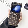 Marcas Extranjeras de Renombre Adecuadas para Funda de Teléfono Móvil Samsung Zfilp8 Zflip Soporte de Anillo para Pantalla Plegable Funda Protectora con Textura de Cuero