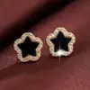 Pendientes de Estrella de Cinco Puntas Completamente Incrustados de Diamantes de Moda Temu para Mujer, Set de Pendientes de Diseño de Nicho de Alta Gama, Pendientes Versátiles y Elegantes
