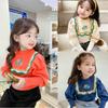 Camiseta Bordada Floral de Manga Larga para Niña, Nueva Moda Otoño/Invierno, Ropa Infantil de Comercio Exterior, Venta al por Mayor para Edades 3-8