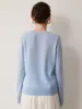 Suéter feminino com design color-block, gola redonda, 100% cashmere puro, camisa básica de malha de cashmere para bebê com mangas compridas