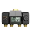 Válvula de agua de riego automático de cuatro vías para jardín exterior de casa inteligente alimentada por energía solar con temporizador eléctrico incorporado para riego de jardines