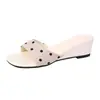 Sandalias de moda para vacaciones de verano para mujer, versátiles de tacón medio con punta cuadrada francesa, sandalias 2026