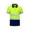 Camiseta polo de secado rápido con franja reflectante transfronteriza, logo personalizado impreso, camiseta reflectante de seguridad para obras de construcción y servicio en carretera