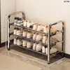 Zapatero multiusos de acero inoxidable, apto para uso doméstico, no requiere ensamblaje, estante de almacenamiento versátil para entradas, dormitorios y propiedades de alquiler; estanterías para zapatos al por mayor disponibles
