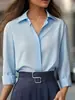 Amazon Ropa de Mujer de Comercio Exterior Transfronterizo Europeo y Americano 2025 Verano Casual Color Sólido Cuello en V Camisa Holgada Tops para Mujeres