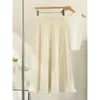 Falda Midi de Punto con Borlas para Mujer 2026 Otoño/Invierno Nueva Falda de Cintura Alta Línea A Cubre las Caderas hasta Más Arriba de las Rodillas Falda Adelgazante