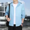 Roupa com Capuz para Proteção Solar Masculina, Jaqueta Nova de Verão, Fina, Leve, Respirável, Anti-UV, Roupa de Proteção Solar Masculina de Seda Gelada