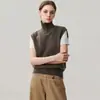 Nova coleção outono e inverno: colete suéter feminino de cashmere com gola alta e sem mangas, peça de tricô para usar por cima, suéter estiloso, perfeito para sobreposição