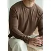 Camiseta de Algodón Cleanfit Resistente al Viento y la Nube, Felpa de Doble Cara, Costura de Cuatro Agujas y Seis Hilos, Elástica, para Hombre, Otoño Invierno, Deportes Ligeros, Cuello Medio, Camiseta Base