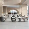 Juego de Mesa de Negociación para Oficina de Ventas Moderno de Lujo Ligero con una Mesa Redonda y Cuatro Sillas, Combinación de Mesa y Sillas para Recepción y Reuniones