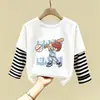 Camiseta Interior de Manga Larga para Niños, Nuevo Estilo Primavera y Otoño, Camiseta Interior de Algodón Puro para Niños, Atuendo de Primavera con Estampado de Dibujos Animados, Camiseta de Capa Interior