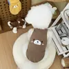 Colete de Urso com Contraste de Cor Outono e Inverno Quente Camiseta Regata Estampa de Urso Cartoon Macio e Elástico Roupa para Pets para Cachorros