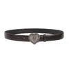 2026 Nueva Hebilla de Presión de Metal en Forma de Corazón Cinturón Versátil Simple Retro para Mujer Cinturón Decorativo para Jeans Moderno