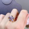 Anillo de Plata de Ley S925 con Tanzanita Natural Flor Boca Viva Anillo Ajustable Anillo al por Mayor Piedra Principal 4X6M