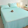 Esterilla refrescante de látex, esterilla de seda helada con faldón para cama, alfombrilla suave de verano para enfriar con aire acondicionado, protector de colchón para el hogar lavable a máquina