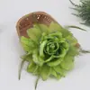 2025 Seis Hojas Cabeza de Flor Grande Sombrero de Flor Ropa de Flor Amazon Moda Europea y Americana Tela Brillante Pluma Flor Artificial 910