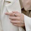 Anillo minimalista de plata de ley 925 estilo coreano para mujer, popular en ciberseguridad, con microincrustaciones de borde irregular, apertura que combina con todo.