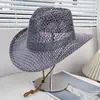 Sombrero de Mezclilla Tejido Hueco Nuevo Estilo Transfronterizo para Hombres y Mujeres, Sombrilla de Ala Ancha para Vacaciones en la Playa al Aire Libre, Protección Solar, Sombrero de Paja Transpirable