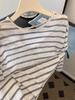 Sensación Perezosa y Cómoda~Camiseta de Manga Larga a Rayas Retorcidas Ins Chic Estilo Hong Kong para Mujer Otoño Nueva Holgada Look Adelgazante Top