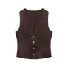 Venta Caliente Transfronteriza de AliExpress Nueva Moda Casual de Mujer Primavera 2026 Sin Mangas Cuello en V Botones Chaleco de Terciopelo