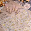 Pegatinas Doradas Trendy de Ginkgo para Uñas Color Oro Otoñal con Adhesivo Posterior, Calcomanías Retro Doradas en Relieve de Hoja de Ginkgo para Uñas Portátiles