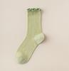 Calcetines de algodón peinado de color liso para mujer, cómodos y transpirables, de malla, finos, con orejas, para primavera y verano