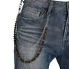 Cadena de Pantalón Unisex Tendencia Hip Hop Accesorio Cadena de Cintura de Mezclilla Cadena Colgante para Pantalones Cadena de Perlas de Vidrio Colgante Multibucle para Hombres y Mujeres