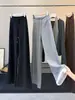 Calça pantalona cinza para mulheres, novo estilo outono 2026, cintura alta, solta, com caimento, perna reta, calça de moletom casual esportiva