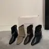 Calças de bota para aumentar a altura mulheres 2026 moda novo outono botas curtas bico quadrado fivela couro sola macia versátil emagrecedor botas western